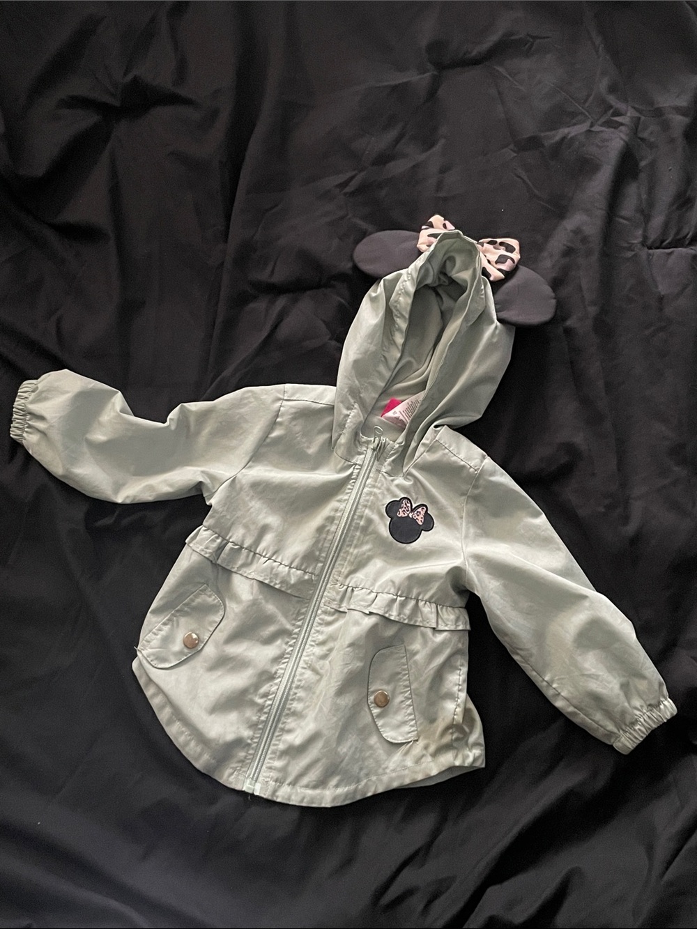 Disney Mint Green Hooded Raincoat with Bow-Ear Hood